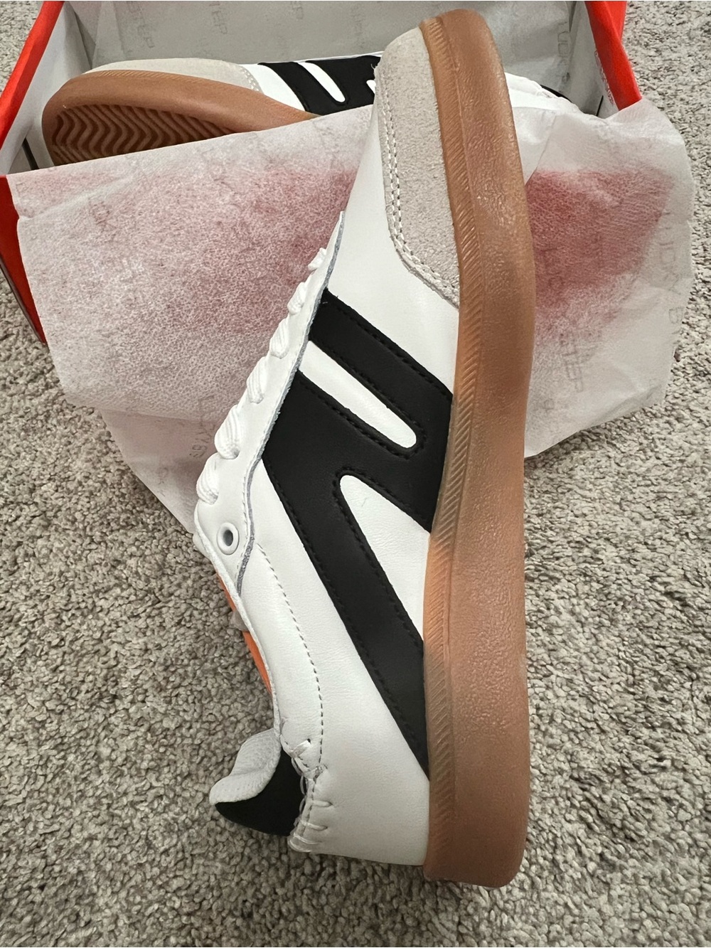 Lucky Step Retro White Sneakers with Black Side Accents Sports, Athleisure 8 - Picture 6 of 8